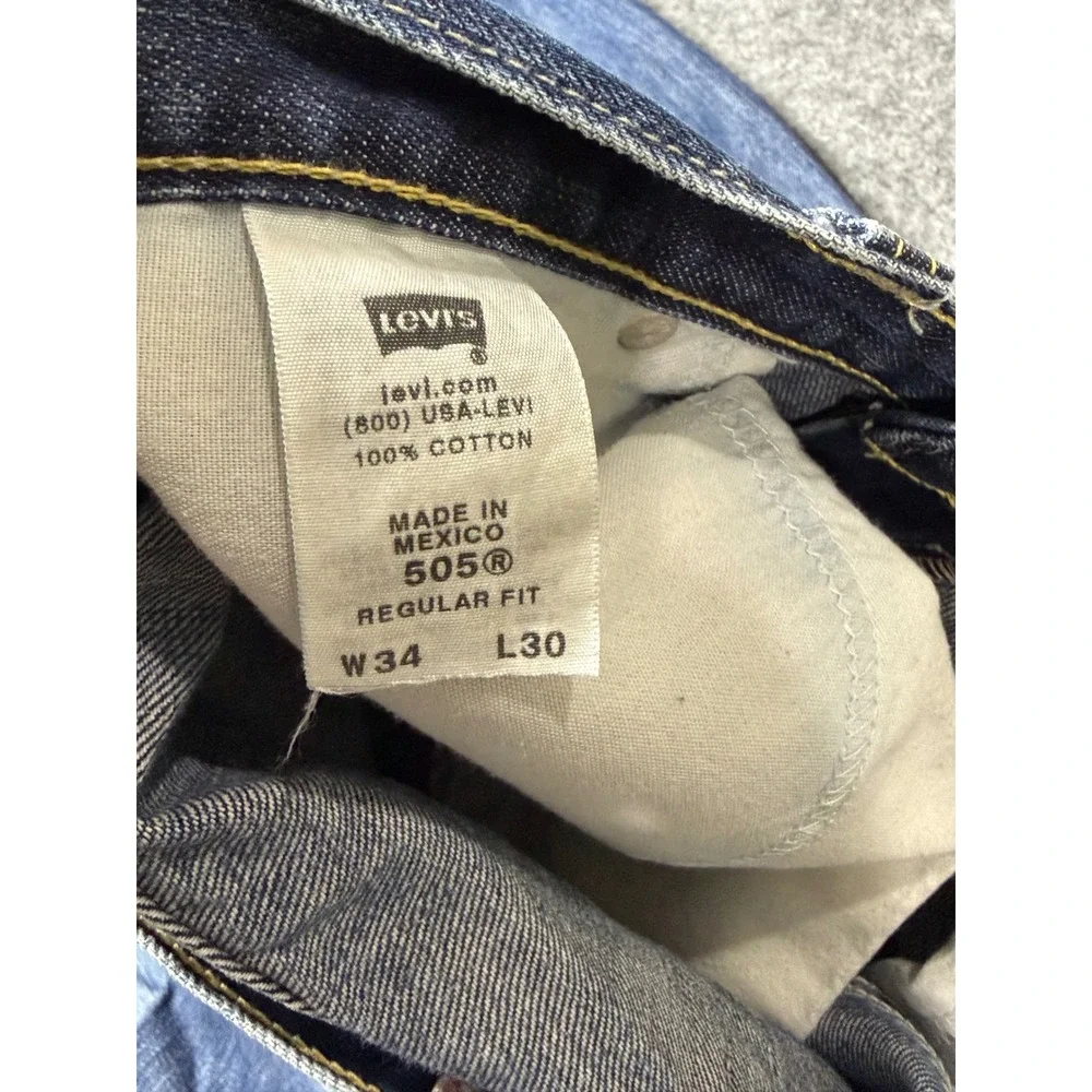 Levis 505 Regular Fit Jeans Mens 34x30 Medium Wash Blue‎ Straight Leg Denim 100%